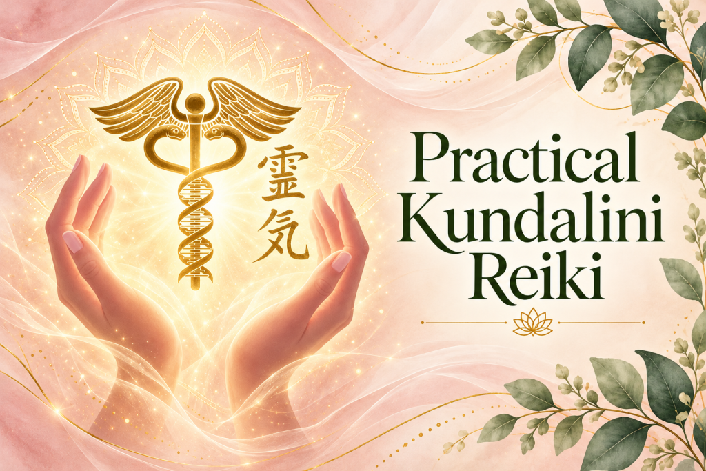 Practical Kundalini Reiki with glowing hands and Reiki symbols